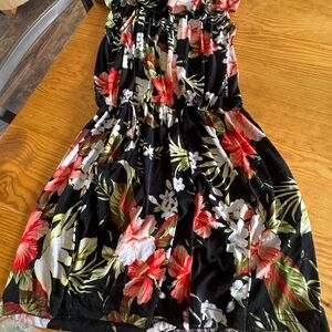 Floral romper- Black and Red